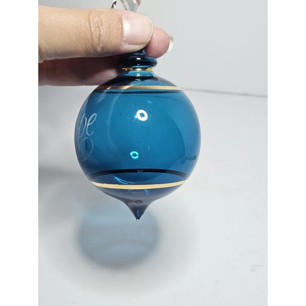 Hallmark Keepsake Ornament Perfect Harmony HOPE Blue Etched Blown Glass 2002